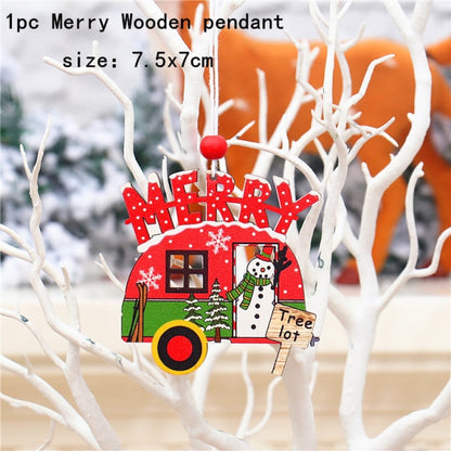 New Year Christmas Ornament Wooden Hanging Decorations For Home - myfunfarm