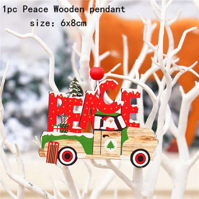 New Year Christmas Ornament Wooden Hanging Decorations For Home - myfunfarm