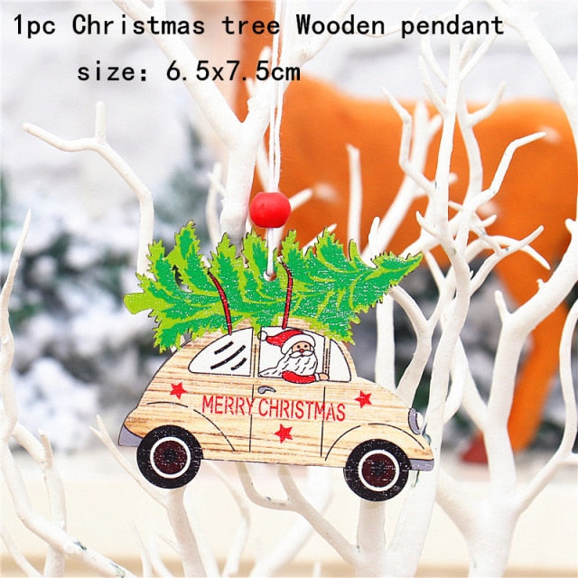 New Year Christmas Ornament Wooden Hanging Decorations For Home - myfunfarm