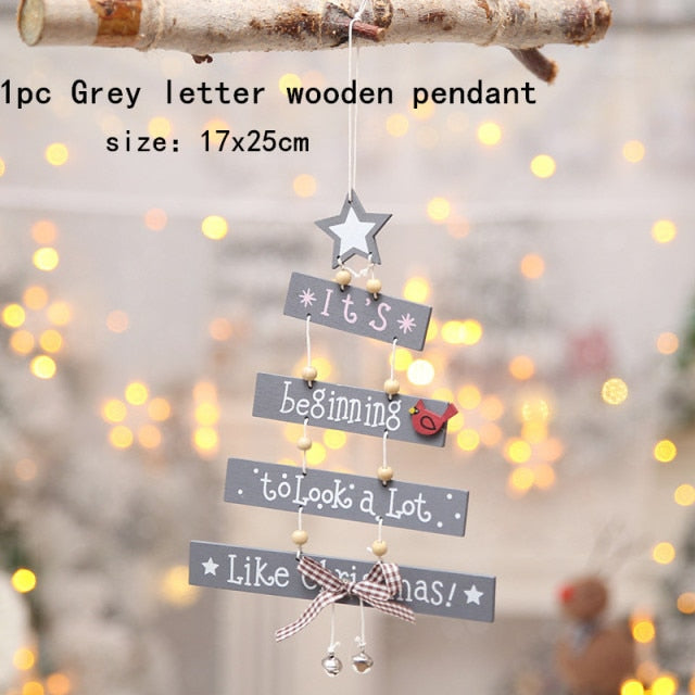 New Year Christmas Ornament Wooden Hanging Decorations For Home - myfunfarm