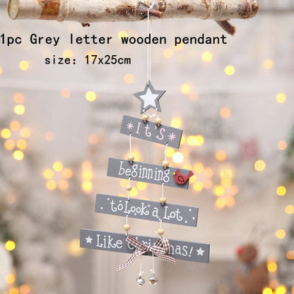 New Year Christmas Ornament Wooden Hanging Decorations For Home - myfunfarm