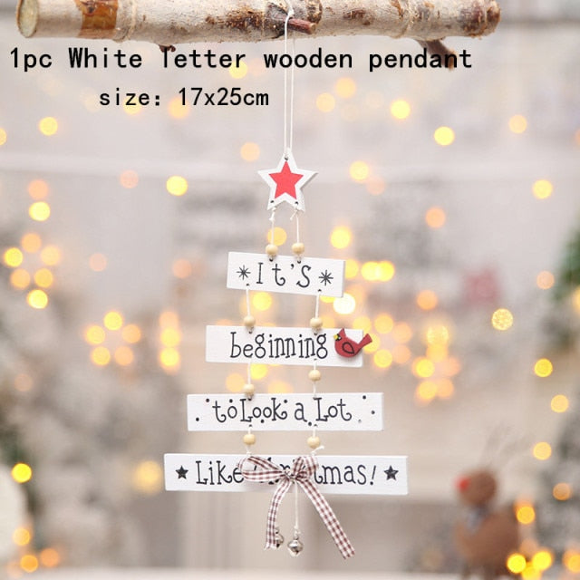 New Year Christmas Ornament Wooden Hanging Decorations For Home - myfunfarm