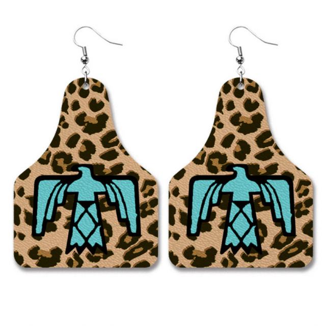 Cute Cow Print PU Leather Cow Tag Earrings - myfunfarm