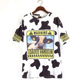 2021 Summer Women Long Loose Cartoon Cow Print T-Shirt