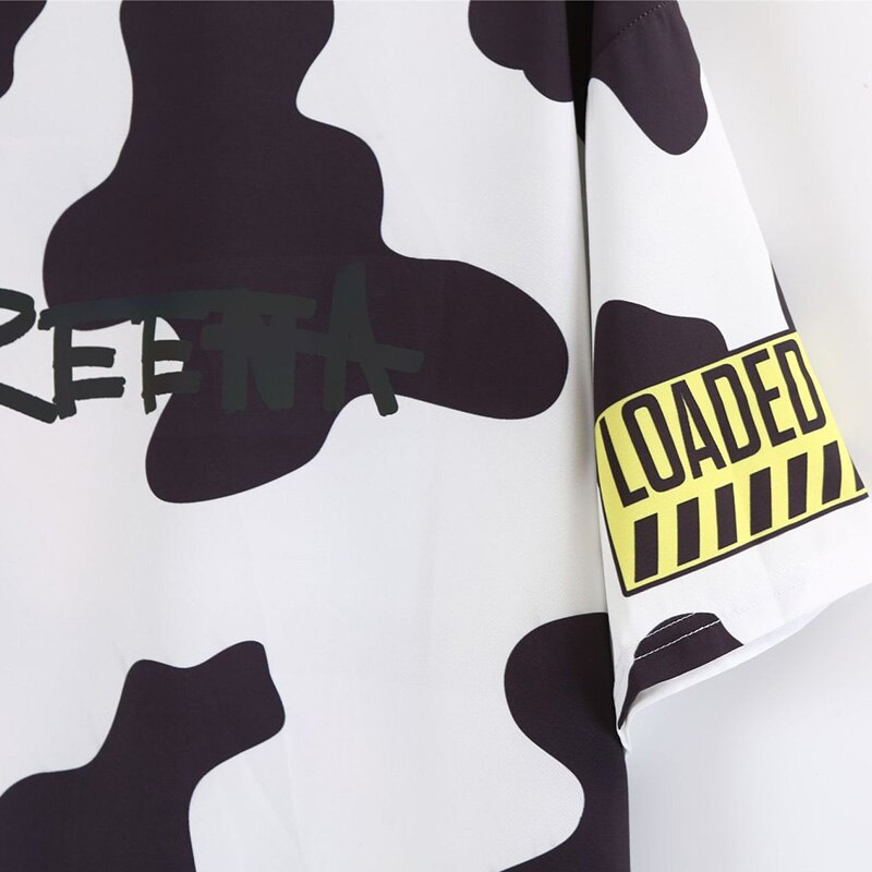 2021 Summer Women Long Loose Cartoon Cow Print T-Shirt - myfunfarm