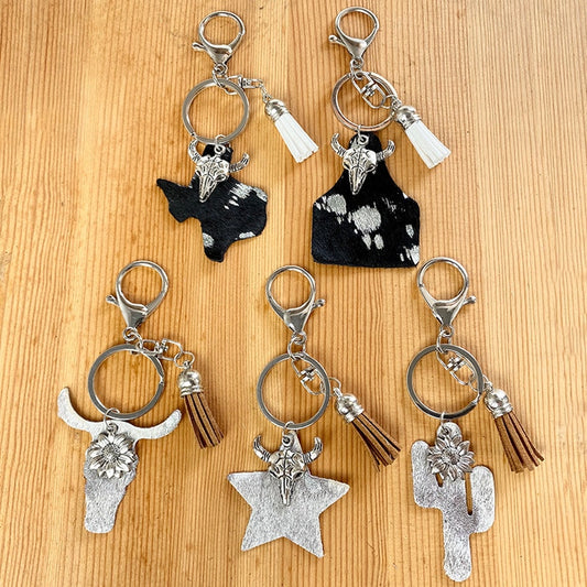 Handmade Cattle Tag Star Cactus Pendant Keychain - myfunfarm