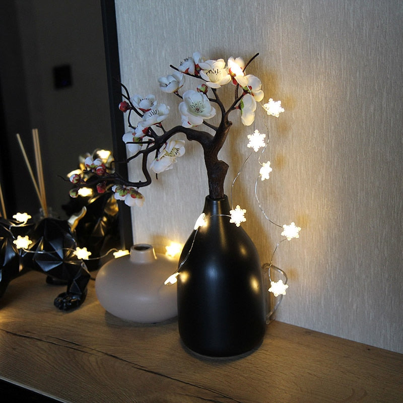 Santa Claus Christmas Tree LED String Lights Garland Snowflakes Christmas Decoration for Home