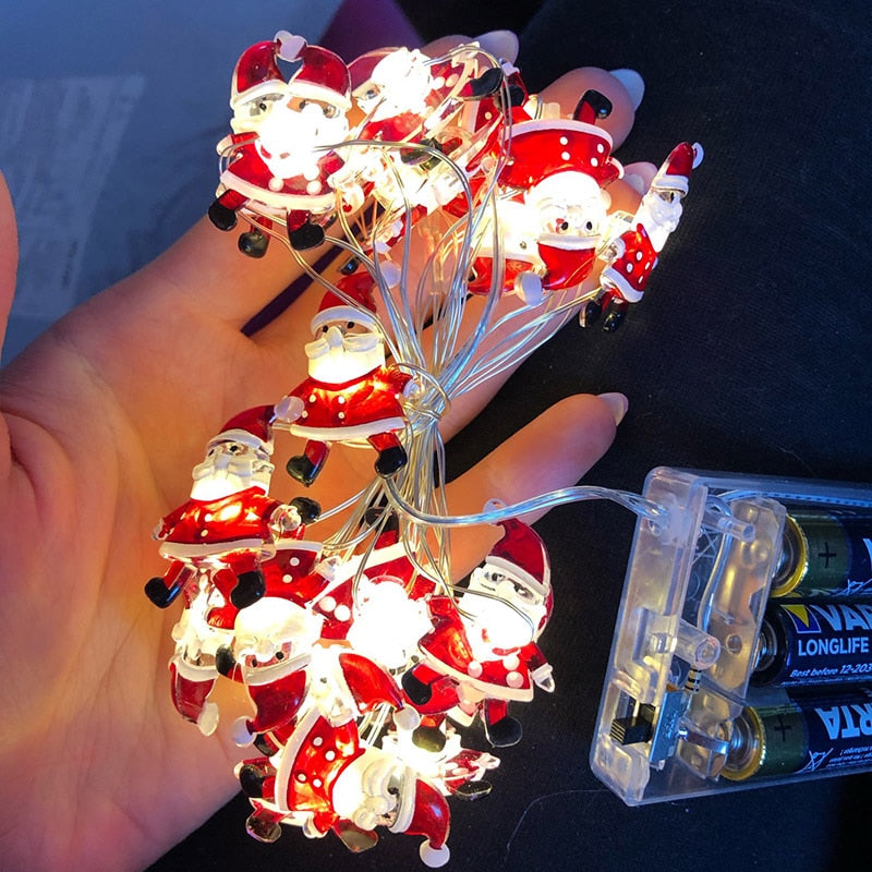 Santa Claus Christmas Tree LED String Lights Garland Snowflakes Christmas Decoration for Home - myfunfarm