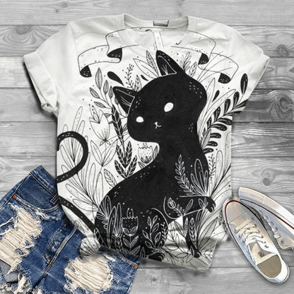 Woman Tshirts Digital 3D Cat Printed - myfunfarm
