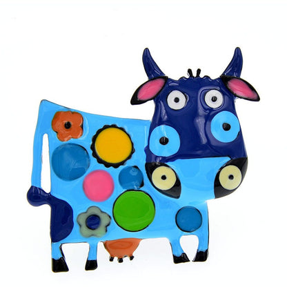 Colorful Enamel Pin Brooch Cow Jewelry For Coat Sweater - myfunfarm