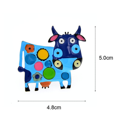 Colorful Enamel Pin Brooch Cow Jewelry For Coat Sweater - myfunfarm