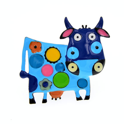 Colorful Enamel Pin Brooch Cow Jewelry For Coat Sweater - myfunfarm