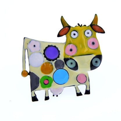 Colorful Enamel Pin Brooch Cow Jewelry For Coat Sweater - myfunfarm