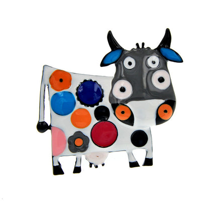 Colorful Enamel Pin Brooch Cow Jewelry For Coat Sweater - myfunfarm