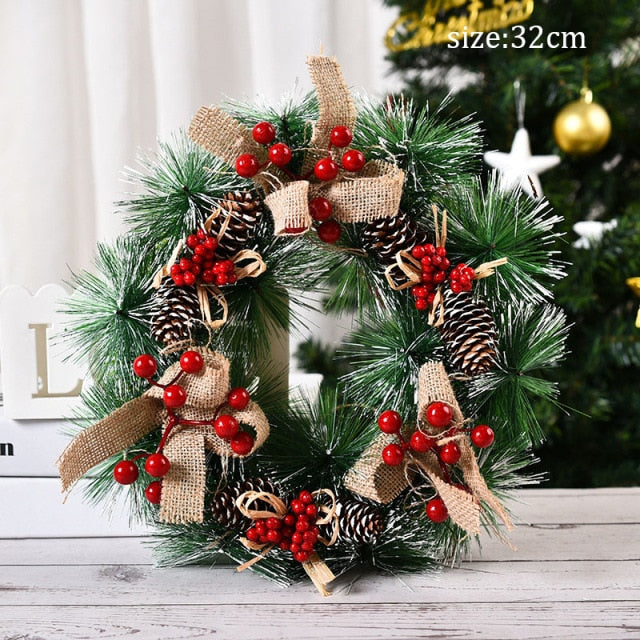Ornaments ring 32cm Christmas Wreath Door Garlands Decor For Home - myfunfarm