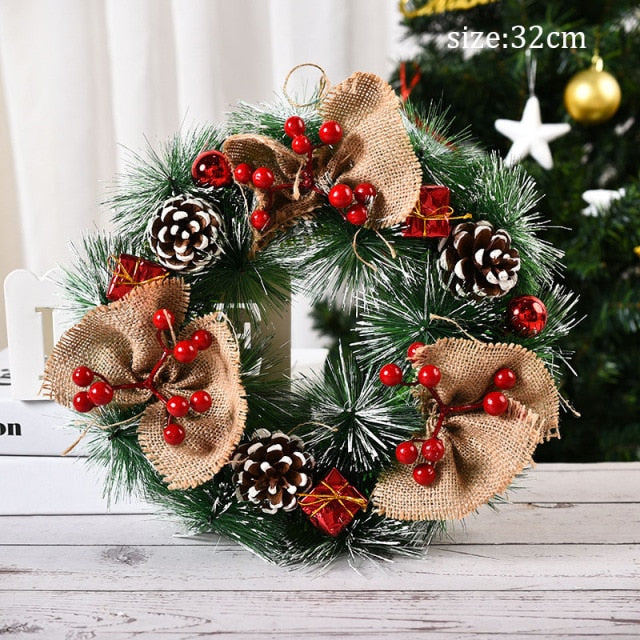 Ornaments ring 32cm Christmas Wreath Door Garlands Decor For Home - myfunfarm