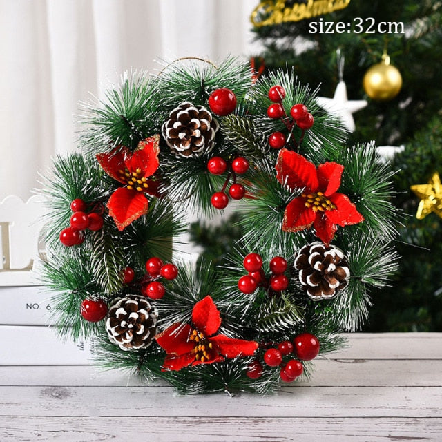 Ornaments ring 32cm Christmas Wreath Door Garlands Decor For Home - myfunfarm