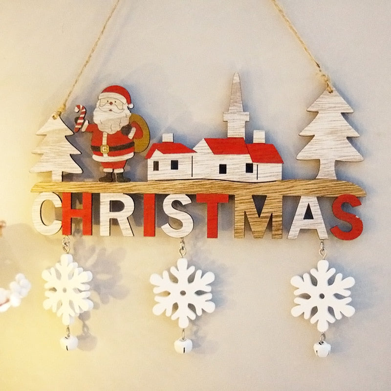 Wooden Christmas Door Hanging Oranments Decor For Home - myfunfarm