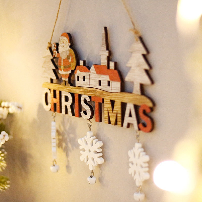 Wooden Christmas Door Hanging Oranments Decor For Home - myfunfarm