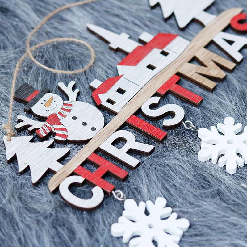 Wooden Christmas Door Hanging Oranments Decor For Home - myfunfarm