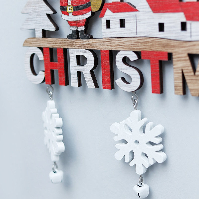 Wooden Christmas Door Hanging Oranments Decor For Home - myfunfarm