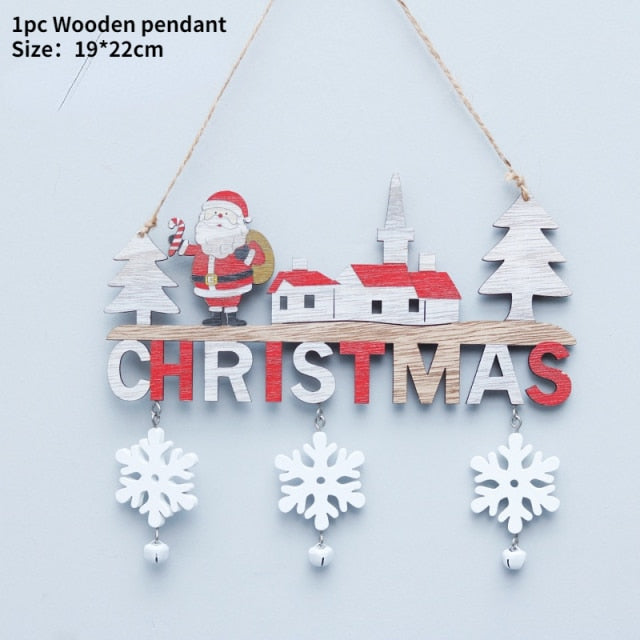 Wooden Christmas Door Hanging Oranments Decor For Home - myfunfarm