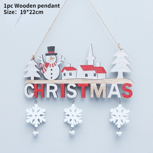 Wooden Christmas Door Hanging Oranments Decor For Home - myfunfarm