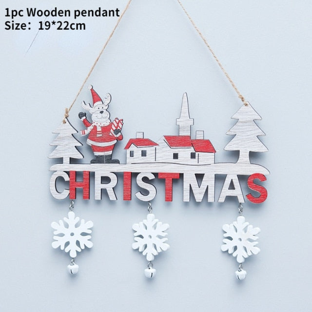 Wooden Christmas Door Hanging Oranments Decor For Home - myfunfarm