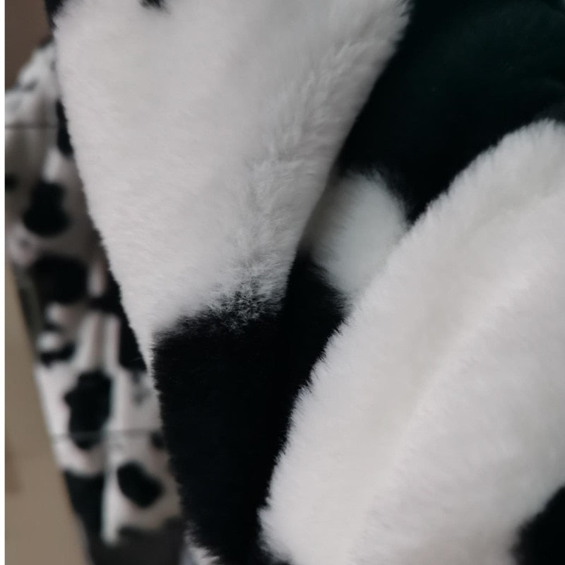 Fleece Jackets Furry Cow pattern for women - myfunfarm