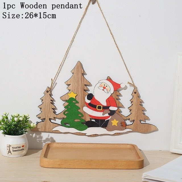 Wooden Christmas Door Hanging Oranments Decor For Home - myfunfarm