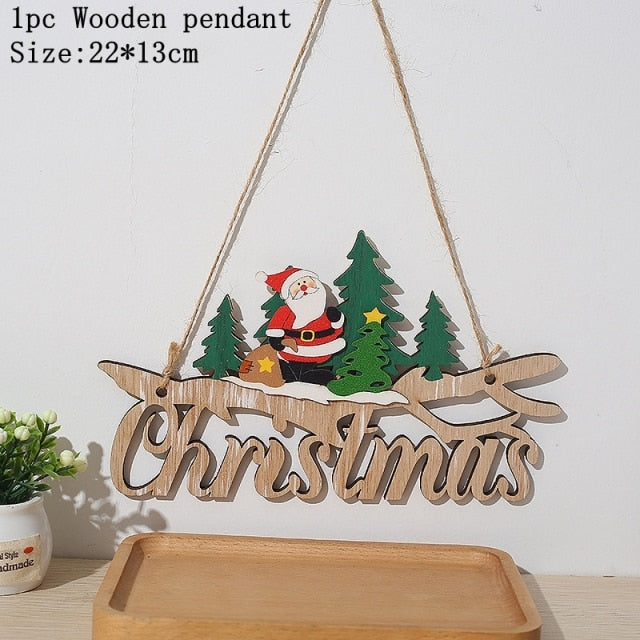 Wooden Christmas Door Hanging Oranments Decor For Home - myfunfarm