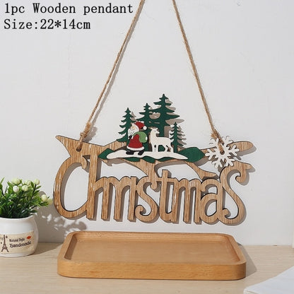 Wooden Christmas Door Hanging Oranments Decor For Home - myfunfarm