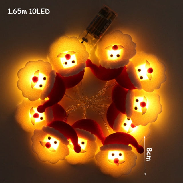Santa Claus Christmas Tree LED String Lights Garland Snowflakes Christmas Decoration for Home - myfunfarm