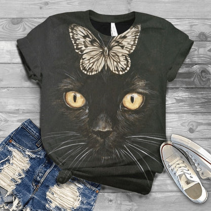 Woman Tshirts Digital 3D Cat Printed - myfunfarm