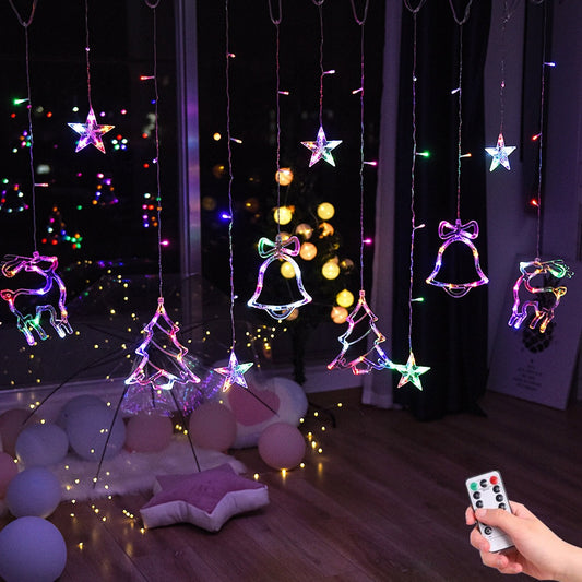 Christmas tree deer bells string lights 220V 110V Garland String Fairy Lights Outdoor For Home Wedding Party New Year Decor - myfunfarm