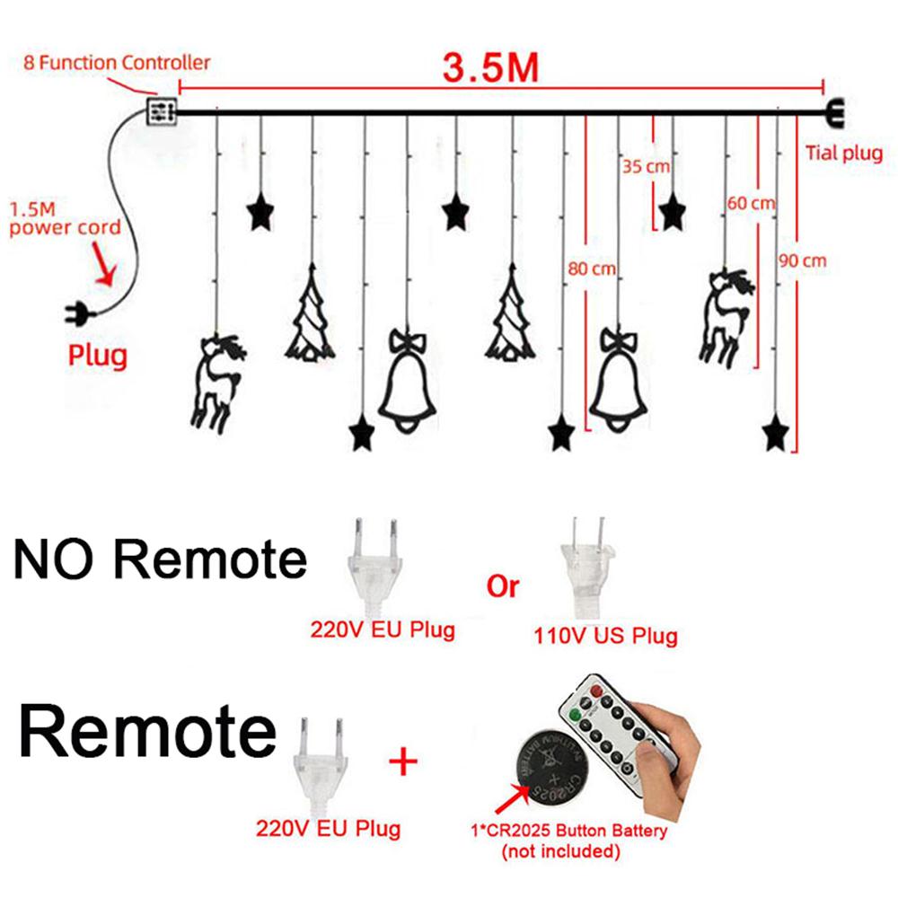 Christmas tree deer bells string lights 220V 110V Garland String Fairy Lights Outdoor For Home Wedding Party New Year Decor - myfunfarm