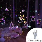 Christmas tree deer bells string lights 220V 110V Garland String Fairy Lights Outdoor For Home Wedding Party New Year Decor