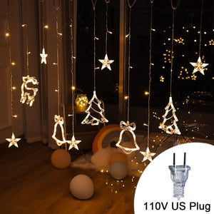 Christmas tree deer bells string lights 220V 110V Garland String Fairy Lights Outdoor For Home Wedding Party New Year Decor