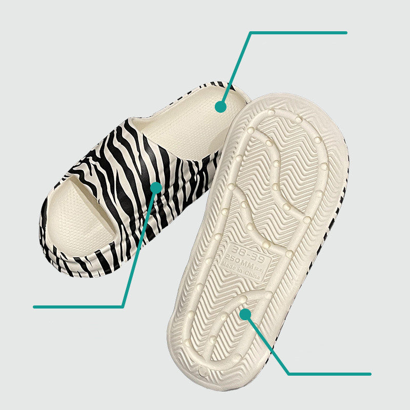 Summer Slippers Women 2022 Cute Cow pattern -  Open Toe Low Platform Flip Flops Soft - myfunfarm