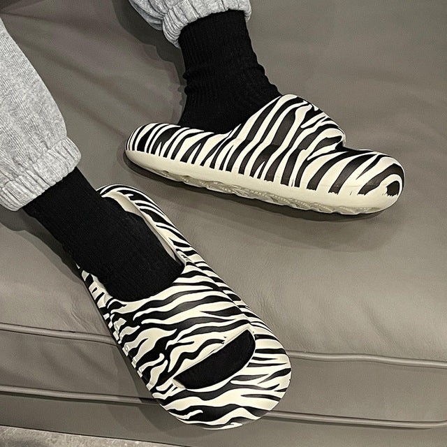 Summer Slippers Women 2022 Cute Cow pattern -  Open Toe Low Platform Flip Flops Soft - myfunfarm