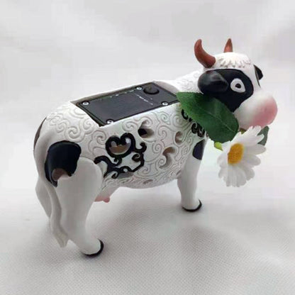 LED Solar Light Small Resin Daisy Cow Home Decor, Outdoor Waterproof Garden - myfunfarm