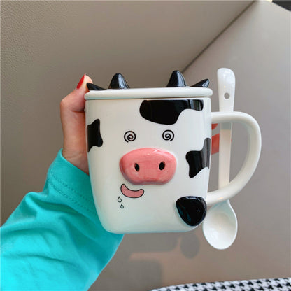 Cute Cow Ceramic Mug and Spoon - myfunfarm