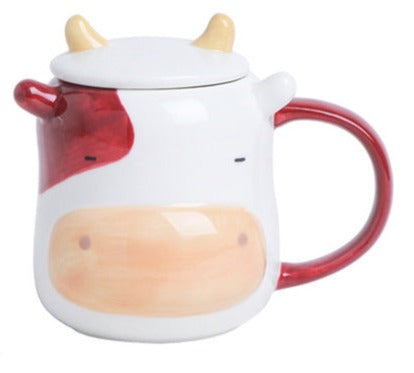 Cute Cow Ceramic Mug + Lids + Spoons - myfunfarm