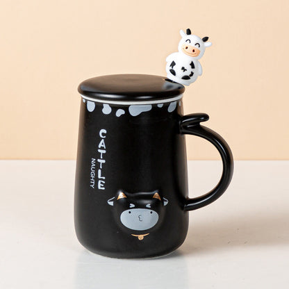 3D Cartoon Dairy Cattle Mug with Lid + Spoon - myfunfarm