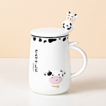 3D Cartoon Dairy Cattle Mug with Lid + Spoon - myfunfarm