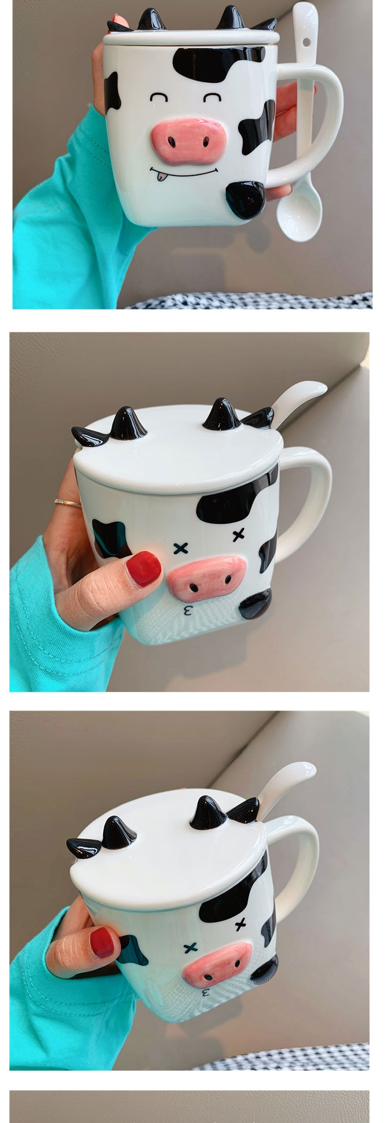 Cute Cow Ceramic Mug and Spoon - myfunfarm