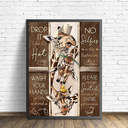 Toilet Rules Wall Art Canvas Funny Bathroom Animal Cow Goat Donkey Giraffe - Home Decor - myfunfarm