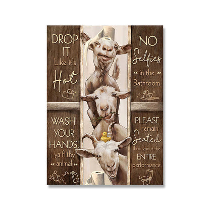 Toilet Rules Wall Art Canvas Funny Bathroom Animal Cow Goat Donkey Giraffe - Home Decor - myfunfarm