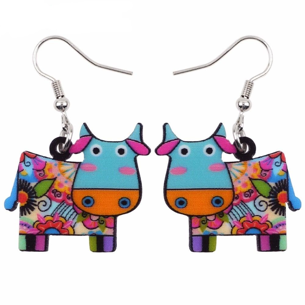 Acrylic  Dairy Cattle Cow Earrings jewelry For Women Girls Teens Kids - Gift Accessories - myfunfarm