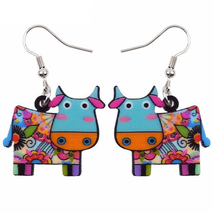 Acrylic  Dairy Cattle Cow Earrings jewelry For Women Girls Teens Kids - Gift Accessories - myfunfarm